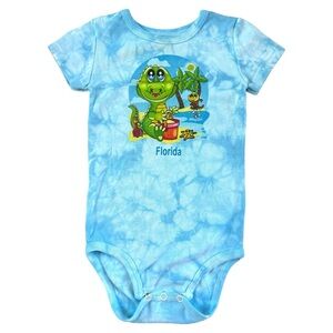 Short Sleeve Blue Tie Dye Florida Onesie